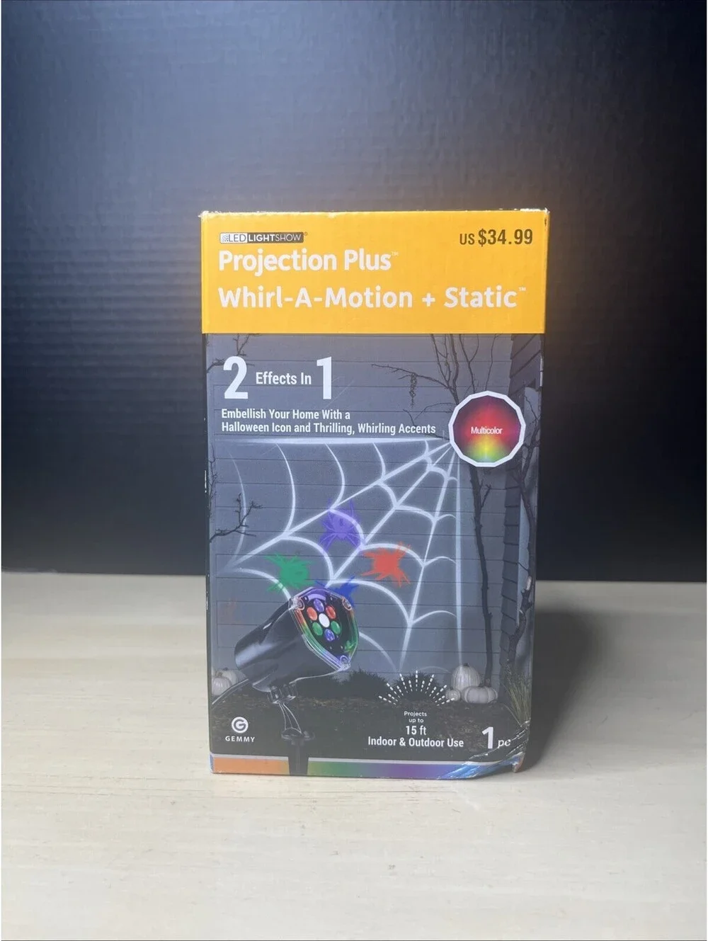 Gemmy Halloween LED Lightshow Projection Whirl-A-Motion Spider-Web Multi Color
